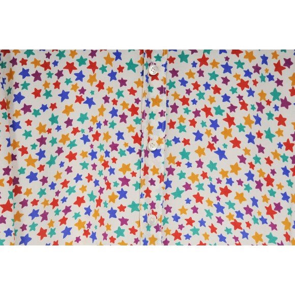 Saint Laurent Star Print Button Down Shirt Top Size F42 Silk Multi Color - Picture 3 of 7